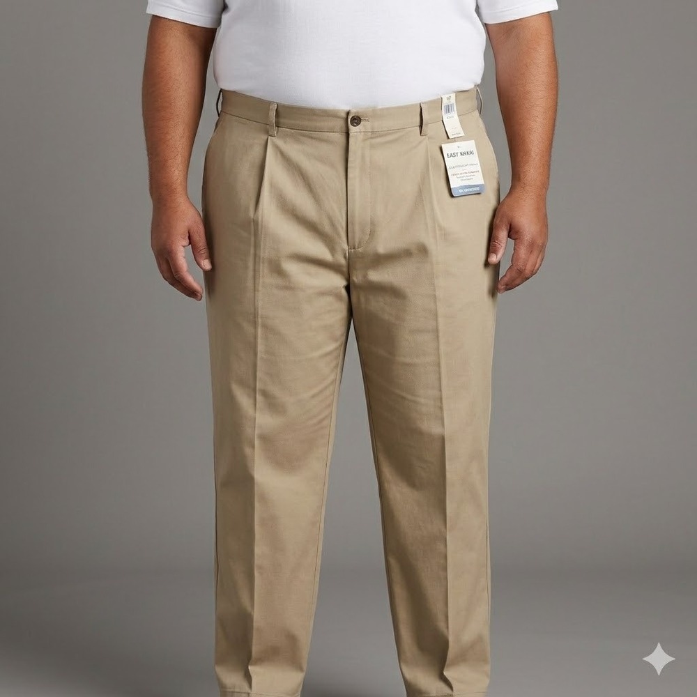 Dockers Easy Khaki Big & Tall Classic Fit Pleated Stretch‎ Pants 54x30 Tan NWT